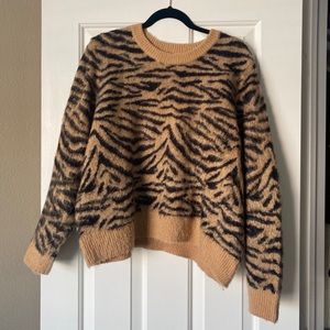 H&M Zebra Print Brown & Tan Crewneck Sweater XL